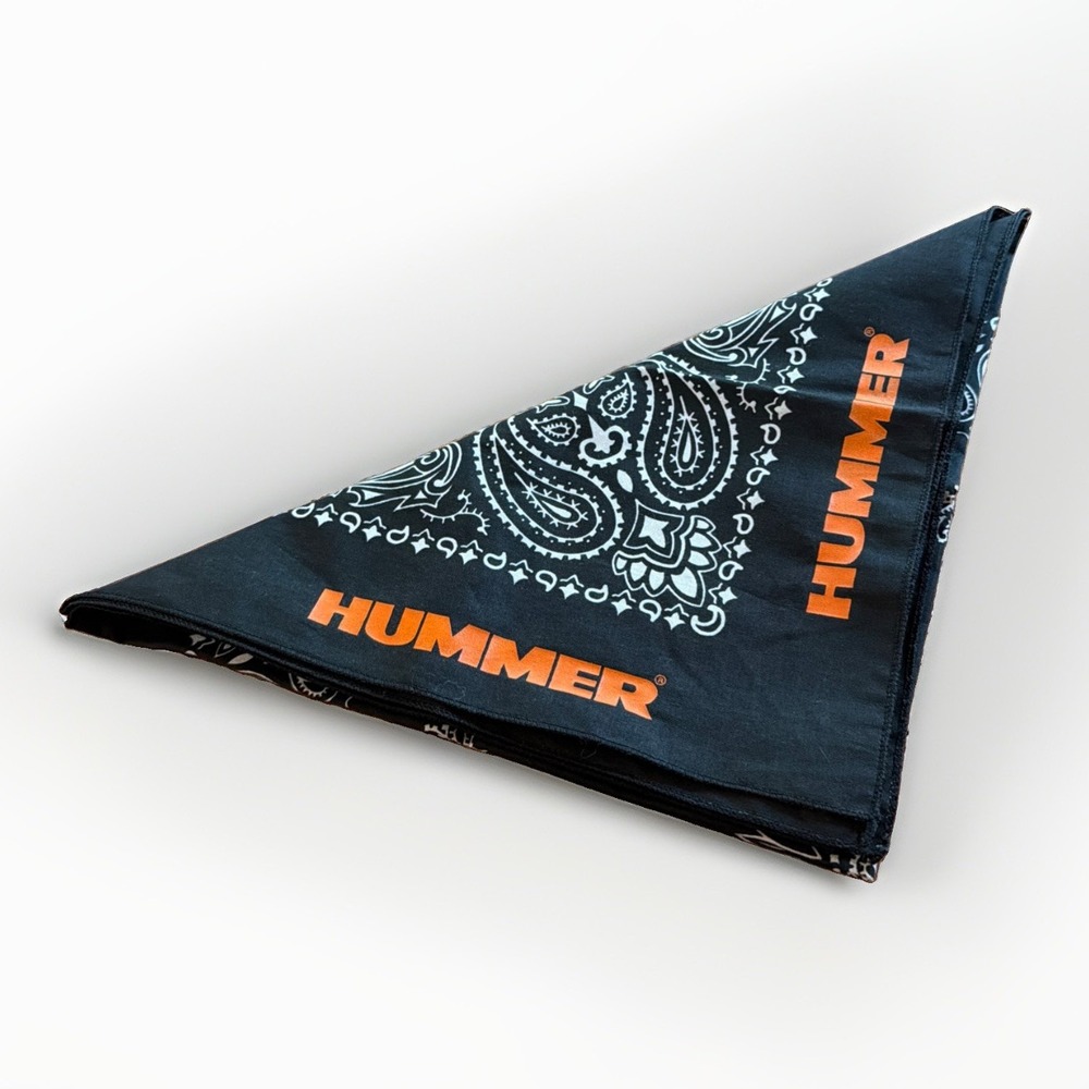 Harley Davidson Motorcycles Hummer Bandana Black White Orange Logo 21.25"x21.25"